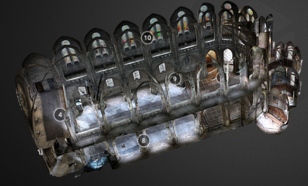 Full detail 3D model of Chapelle du Crous interior from SketchFab. 
3D models based on high-detail scans of interior environments provide a rich dataset in the pipeline for GenAI spatial composition. This AI tool shows how spatial models can be used in Generative AI in hotel design.
